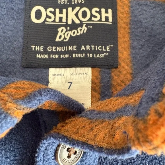 OshKosh B'gosh Kids Blue and Orange Checkered Shirt - Picture 3 of 3
